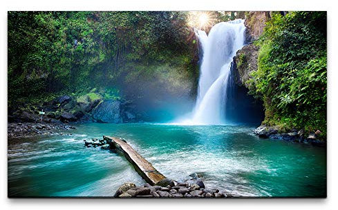 Bilder XXL Wasserfall aus einem Berg 120x70cm Wandbild auf Leinwand