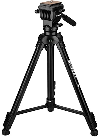 Svbony SA402 Trípode de Cámara con Cabezal Fluido de Aluminio, Trípode de Viaje Panorámico 360 Grados 64,56 Pulgadas, para Vídeo Cámara SLR Fotografía Telescopio Terrestre
