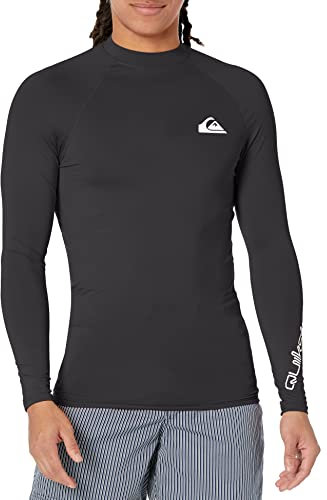 Quiksilver Langärmeliges Rashguard-Shirt für Herren, LSF 50, Sonnenschutz, Schwarze Linke Brust, L