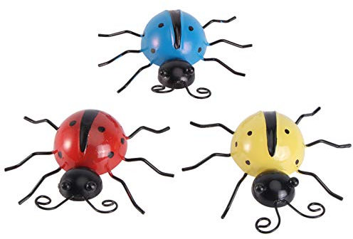 SOIMISS Wohnkultur Wanddeko Metall 3 Stücke Metall Marienk?fer Wandkunst Wanddekor Wand H? Marienk?fer Outdoor Wandkunst Marienk?fer Garten Rasen Dekorationen Zaunhocker Keramik Ameisen