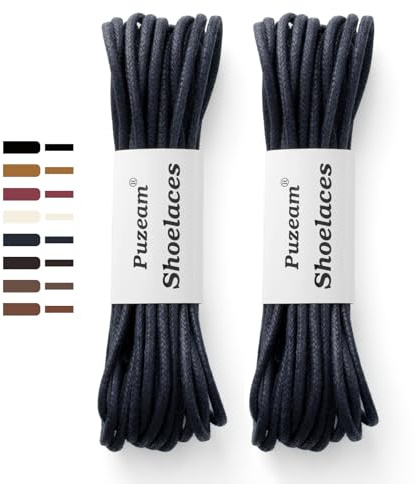 Puzeam 2 Pares Cordones Encerados Redondos Finos de Zapatos de Vestir, 3 mm Cordones Elegantes para Hombres y Mujer, Cordones para zapatos de ciudad, Business Cordones de Zapatos Azul Marino 90 cm