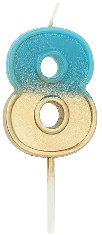 Folat 24228 Numéro Retro Chiffre 8 Bleu-Bougies décoration de D'anniversaire, Happy Birthday, Anniversaires, Gâteau de Mariage