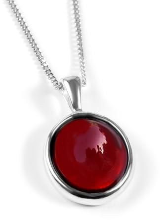 HENRYKA 925 Sterling Silver & Garnet Classic Oval Necklace | Minimal Pendant | January Birthstone Gifts | Hypoallergenic Women's Jewellery with Gift Box