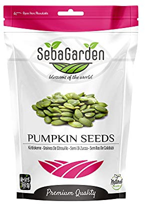 Seba Garden Pumpkin Seeds 1000g Pumpkin seeds Grade AA Raw Source of Protein GWS (Grown Without Shell), High Fiber Content, Source of Iron, Non GMO