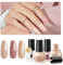 MODELONES 3 Farben Nude Glitter Braun Herbst Nagellack Set - Schnelltrocknend Mit Base Coat, Top Coat und Remover Cotton - Neutral Skin Tone für DIY Salon - Geschenk für Frauen und Mädchen