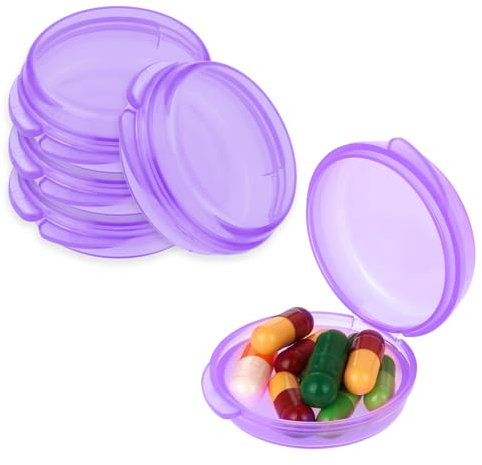 WLLHYF 5 Stück Mini-Pillendose Kleine Pillen-Organizer-Box Tragbarer Vitamin-Halter Reise-Pillendose (5 Lila)