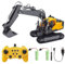 KUWUNG Ferngesteuerter Bagger Spielzeug, 13 Kanal Rc Bagger mit Metall Schaufel,Licht und Soundeffekten, 2.4GHZ Kinder Bagger Ferngesteuert, Geburtstagsgeschenke für Kinder