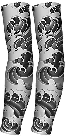 RU-X Manchette Gaming Tatouage,Manchette Bras Homme Sport,Manchette Bras Femme,Manchette Anti uv Avant pour Travail,Handball,Velo,Volley,XL