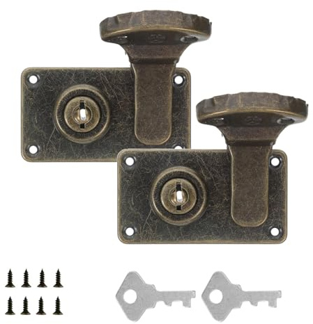 2 Piezas Cierre de Pestillo Para Maleta, Suitcase Clasp, Cerrojo Decorativo, con Llaves/Tornillos, para Muebles, Gabinete, Joyero, Cerrojo, Joyero, Caja de Madera, Bronce