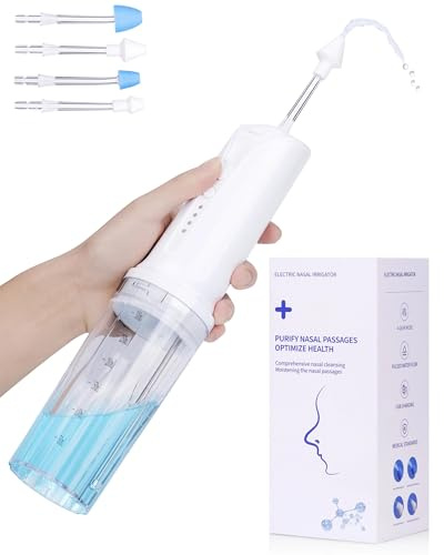 Kaaeiccr Neti Pot, Nasal Irrigation System, 300ml, 2 Flushing Modes, USB‑C Rechargeable for Sinus Relief, Allergy Care, Portable Nose Washing with Adjustable Flow