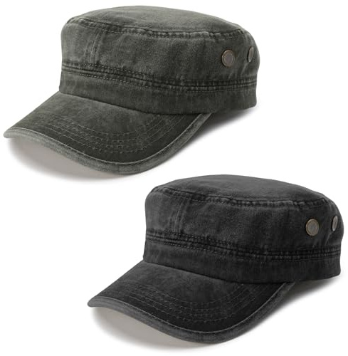 Meng Jiaran 2 Pcs Military Caps Washed Army Cap Cadet Baseball Caps Vintage