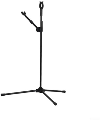 Glomc Foldable Bow Stand With Adjustable Balance Rod Bracket, U-Shaped Recurve Bow Holder For Stable Storage, Portable Fiberglass Tripod Ground Stake (Black)