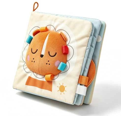 Evoceler Baby Books, Newborn Sensory Soft Books Toy, High Contrast Touch Crinkle Cloth Books, Early Development Baby Bath Toy Gift for 0+ Months Infant Boy Girl, Animal