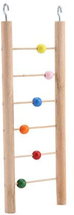Wooden Parrot Ladder, Bird Climbing Toy with Beads Hanging Swing Perch for Parakeets Cockatiels Cockatiels African Grey Lovebirds