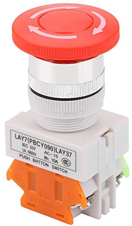 LAY37-11ZS Interruptor de botón de parada de emergencia, LAY37-11ZS 220V 5A Automatic Locking Emergency Stop Switch for Industrial DIY Use