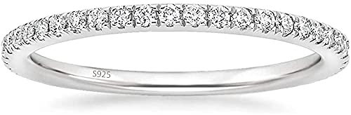 Lisandra Scott Eternity Ring 925 Sterlingsilber mit Zirkonia Kristall Damenring in Silber, Rosegold und Gold für Damen mit Stein und Schmal (Silber, 62)