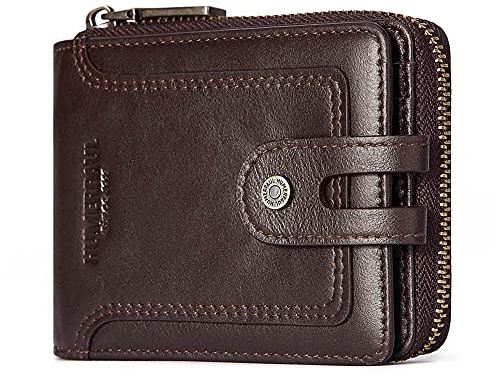 HUMERPAUL Leather Bifold Wallets for Men with RFID Blocking Large Capacity ID's Window Front Pocket Mens Wallet (Coffee)