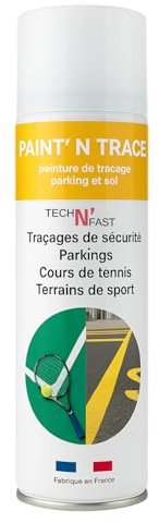 PAINT'N TRACE : Peinture de traçage de lignes de parkings, terrains de sport et marquage de sécurité - bombe de peinture aérosol jaune 500ml (jaune)