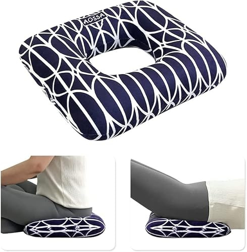 Mybow Coussin pour hémorroïdes en forme de beignet - Coussin de grossesse pour s'asseoir, médecin, coccyx, tête, hanche, oreille, sciatique, post-chirurgie (bleu marine)