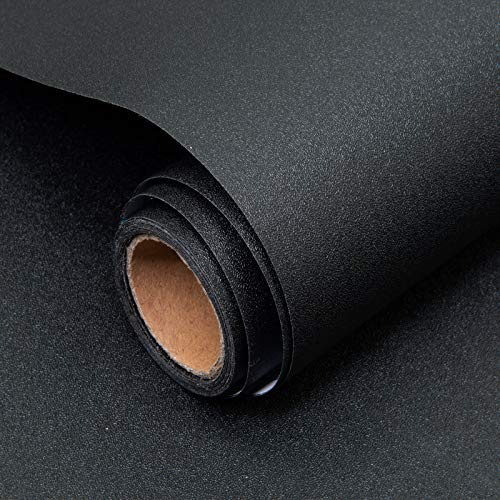 Decoroom Sticky Back Plastic Black Self Adhesive Paper 90X500cm Peel and Stick Wallpaper Vinyl Film Roll Covering Wardrobes Drawers Doors Bedroom Living Room Removable DIY Furniture Stickers