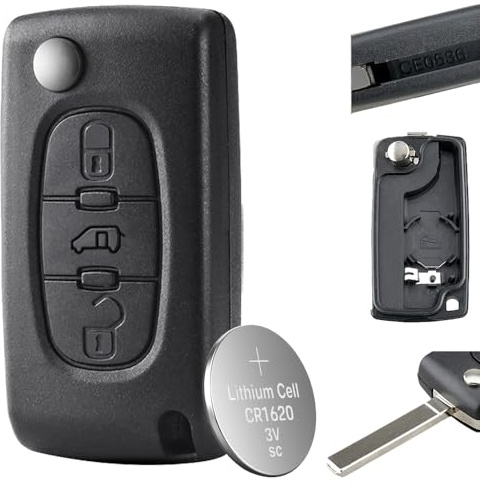0536 VA2 Blade Key Fob Case Replacement - Compatible with Citroen Berlingo/Peugeot Partner/Dispatch Toyota Proace Peugeot Citroen Van with CR1620 Battery