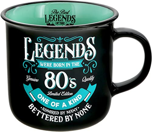 Pavilion Gift Company - Legends Were Born In The 80s - Ceramic 13-ounce Campfire Mug, Double Sided Coffee Cup, Funny Birthday Gift For Women or Men, 1 Count