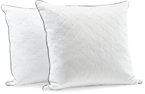 Deodar Almohadas 80x80 cm, 2 Piezas Cojines de Plumas y Plumón Almohada para Cama o Sofa con Exquisito Bordado, Funda 100% Algodón, Hipoalergénico, Lavable, Öko-Tex y RDS Certificada