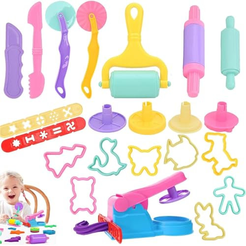 fufupaw 22 Stück knete Werkzeug, Knetwerkzeug, Knete ab 2 Jahre, Knete Zubehör, Play Werkzeug Knetset Set Knet, Kinderknete Formen ​DIY Kinderknetekinderknete, Jahren Kneten Werkzeuge