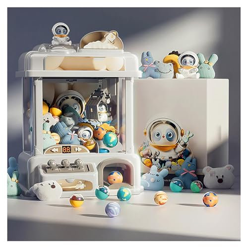 CUCUKAKA Machine Fete Foraine ， Machine a Bonbon avec Pince avec Musique et Lumières,2 Poupées Panda,25 Peluches,20 Gashapons ， Machine a Bonbon avec Pince Jeu Amusant Et Cadeau pour La Fête