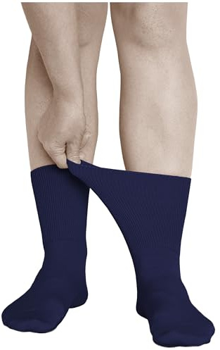 vitsocks Calzini per Diabetici Extra Larghi senza Elastico Donna (3 PAIA) Calze Sanitarie Piedi Gonfi Cotone Morbido, blu scuro, 35-38