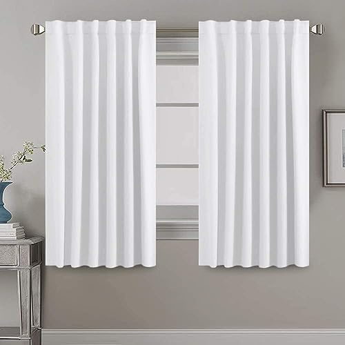 Tenger Home® Cortinas opacas con trabillas y cinta para fruncir, cortina opaca, cortina opaca (blanco, 100 x 150 cm)