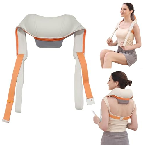 BeSokar Appareil de massage du cou avec fonction chauffante, appareil de massage Shiatsu sans fil avec massage 4D des tissus profonds, pour les épaules, les jambes, les muscles du corps, soulagement