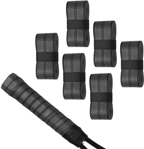 M METERXITY 6-Pack Golf Grip Wrapping Tapes PU Tennis Overgrip Grip Tapes Anti-Slip Sweat Absorbent for Golf/Racquetball/Badminton/Squash/Baseball Bat Handle Black