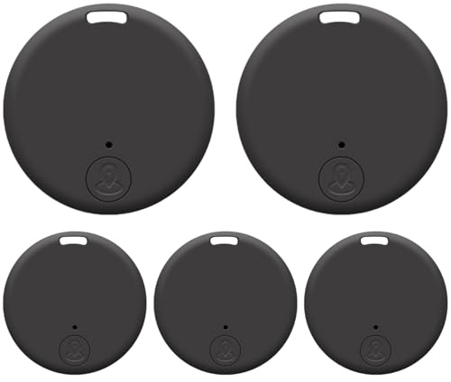 Lot de 5 traceurs GPS, détecteur de clé ronde anti-perte, dispositif suivi en plastique pour enfants, chiens, animaux domestiques, chats, portefeuille, porte-clés, bagages, rappel d'alarme, détect
