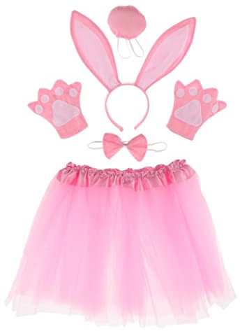 Hailong Ming Costume Animale Bambini Costume Set con Cerchietto Coda Cravatta Guanti Gonna in Tessuto Confortevole Adatto a Recite Scolastiche Cosplay Feste in