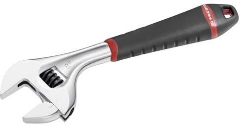 FACOM - Clé à Molette - 101.8G - Ajustement Rapide avec Écrou - Ouverture Extra-Large Polyvalente - Graduation en mm sur une Face - Corps Chromé - Manche Bimatière - Grande Robustesse