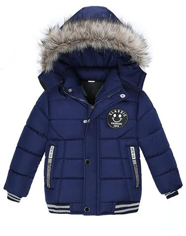 Odziezet Boy Parka Down Jacket Kids Faux Fur Hooded Puffer Quilted Coat Winter Outerwear Clothes 1-7 Years