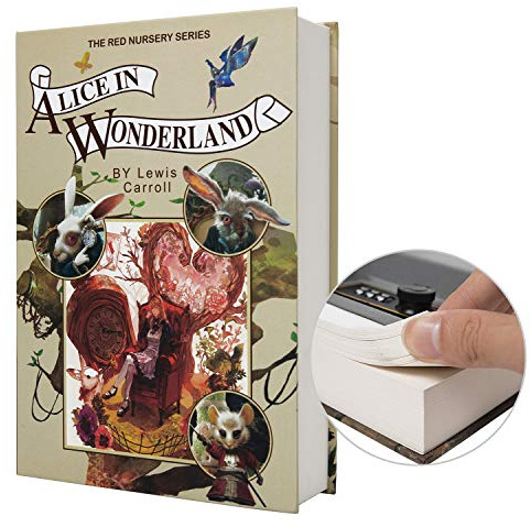 Real Paper Transfer Book Safe, Hollow with Secret Hidden Compartment, Combination Lock, 8.7×6×2 (Alice-Combination)