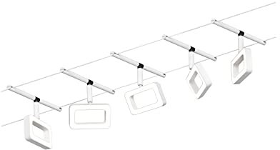 Paulmann 94483 LED Seilsytem Frame Basisset 5x400lm incl. 5x4,8 W Warmweiß Weiß matt, Chrom Kunststoff, Metall Beleuchtungssystem 3000 K