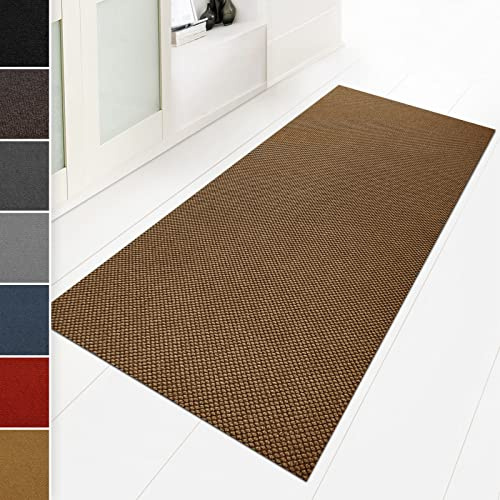 KARAT Tapis Anti-salissures Hong Kong - Tapis d'entrée résistant au UV Lavage - Grande capacité de rétention des saletés - Surface raffinée élégante, Dos en Gel antidérapant (Nature, 100 x 150 cm)