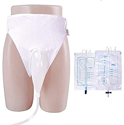 Sistema di Sacca per drenaggio urinario Raccoglitore di urina indossabile Pantaloni per incontinenza Orinatoio Portatile Riutilizzabile per Donna Uomo Pazienti Anziani Costretti a Letto-Elder