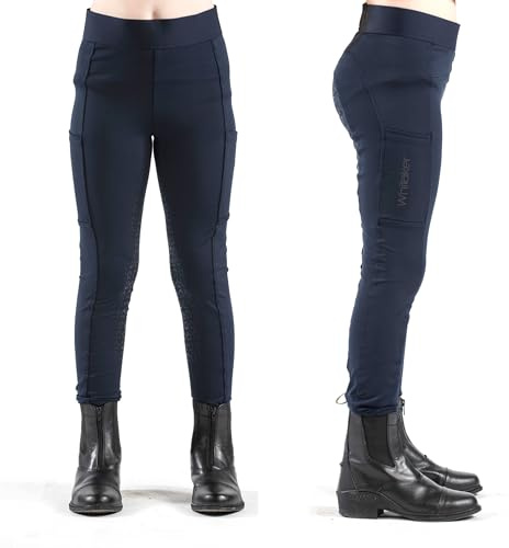 John Whitaker Clitheroe Children's Grip Riding Tights with Silicone Horse Shoe Print (UK, Age, 13 Years, 14 Years, Regular, Navy)