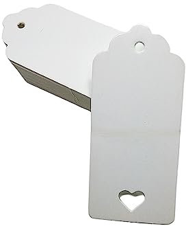 Geschenkanhänger Hochzeit Anhänger Kraftpapier Etiketten 9,5 x 4,5 cm, 100 Stück, für Valentinstag Weihnachten Geschenkverpackung (Weiß)