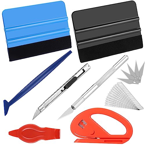 Zocipro Kit di Attrezzi di Installazione Vinile a Tinta di Pellicole Vetri per Auto, Kit Wrapping Auto con Taglierino Professionale e Spatole per Installazione per Auto