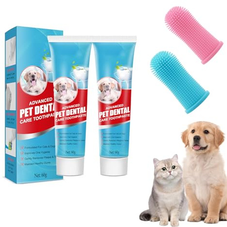 Kit de cuidado bucal para mascotas, cepillo de dientes de pasta de dientes para gatos y perros, cepillo de dientes para limpiar los dientes de las mascotas, elimina el mal aliento, cuidado de la