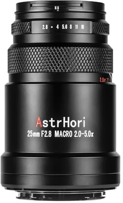 AstrHori 25 mm F2.8 2 – 5 x ultra macro lente compatible con cámaras sin espejo Fuji X-Mount X-E3 X-E4 X-H1 X-H2 X-H2S X-Pro2 X-Pro3 X-S10 X-T1 X-T1 IR X-T10 X T100 X-T2 X-T200 X-T30 II