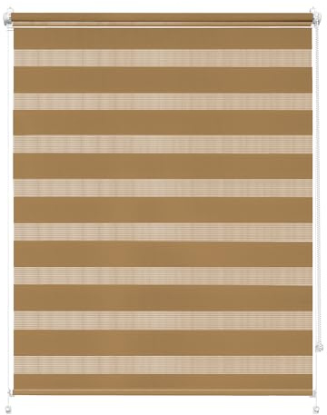 Rettika Doppelrollo Klemmfix ohne Bohren – Nusscreme – Breite 45 cm, Höhe 120 cm – Duo Rollo für Innenräume, Sichtschutz Fensterrollo mit Lichtregulierung