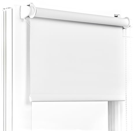 Fenster DEKOR - Rollos Für Fenster Ohne Bohren Weiß - Verdunkelungsrollo B130 x H150 cm - Klemmrollo Verdunkelung - Fensterrollo Für Balkontüren - Verdunklungsrollo Leicht Zu Installieren - Klemmfix