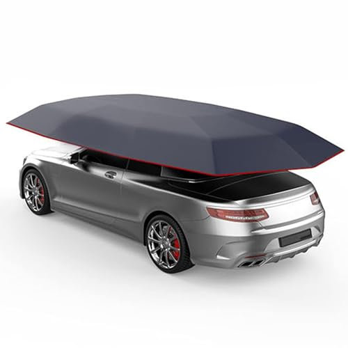 ZIXIAOS Tenda per Auto Completamente Automatica, Ombrello per Auto Portatile Copertura per Tenda Posto Auto Coperto Mobile Piegato per Auto Tettoia di Protezione Parasole,Navyblue-4.5 * 2.3m