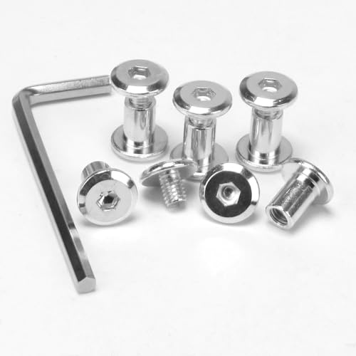 KINDPMA 35 Juegos M6*10mm Tornillos de Conexión con Manguito (Tornillos+Tuercas) Tornillos Allen Avellanado de Acero Inoxidable Tornillos de Unión Cabeza Hexagonal para Muebles Armarios